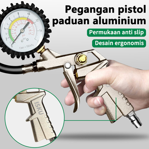 ISKU tire inflator air pressure gauge isi ukur tekanan angin 3 in 1/tire pressure gauge kit/alat pengisi ukur tekanan buang angin ban/alat pengukur tekanan angin