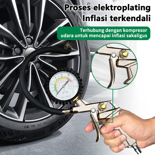 ISKU tire inflator air pressure gauge isi ukur tekanan angin 3 in 1/tire pressure gauge kit/alat pengisi ukur tekanan buang angin ban/alat pengukur tekanan angin