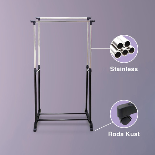 Hanger Double Pole Clothes Rack 6806 - Gantungan