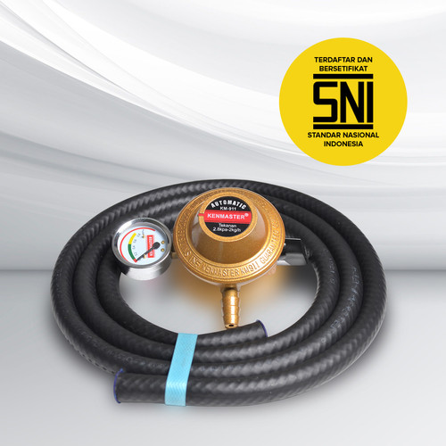 Kenmaster Paket Regulator Otomatis + Meter + Selang 1,8M Hitam