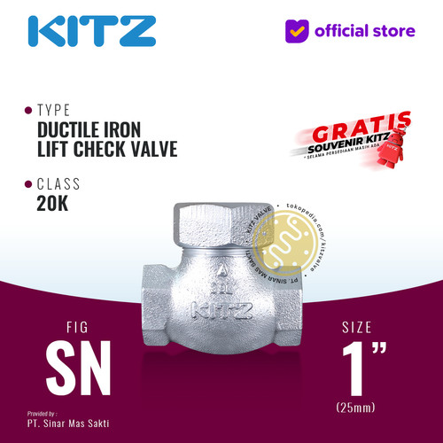 Lift Check Valve Ductile KITZ Fig. 20 SN , 1" - 25A - 25mm , Drat / Screw