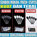 Sendok Makan Plastik Kuat Tebal Panjang Bening / Hitam / Putih Trifinity Per Pack Var