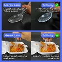 Sendok Makan Plastik Kuat Tebal Panjang Bening / Hitam / Putih Trifinity Per Pack Var