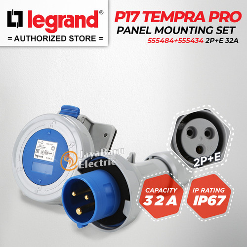 Legrand Paket 1 Set Plug Panel Mounting Socket 2P+E / 3 Pin 32A IP67
