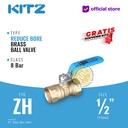 KITZ Ball Valve 8 bar , Gagang Biru , Fig. ZH , 1/2" - 15A - 15mm , Drat Screw