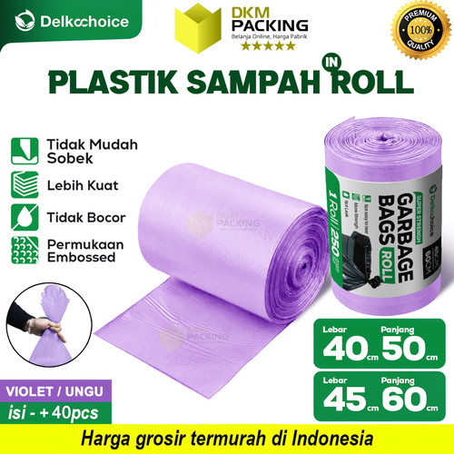 Kantong Plastik Sampah UNGU Violet Lilac Purple Trash Bag Warna Premium Virgin Plastic Tebal DELKOCHOICE