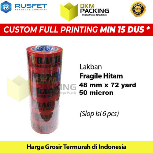 Lakban FRAGILE Hitam 48mm JANGAN DIBANTING HANDLE WITH CARE / SELOP