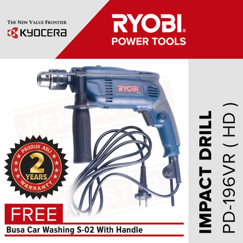 [EZM.2500459] Ryobi Bor Impact Drill / Mesin Bor PD-196VR Free Busa S02+Face Shield