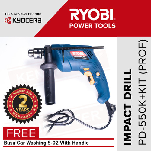 [EZM.2500460] Ryobi Mesin Bor Impact Drill Set PD-550K / Bor Tembok + Busa+FaceShiel