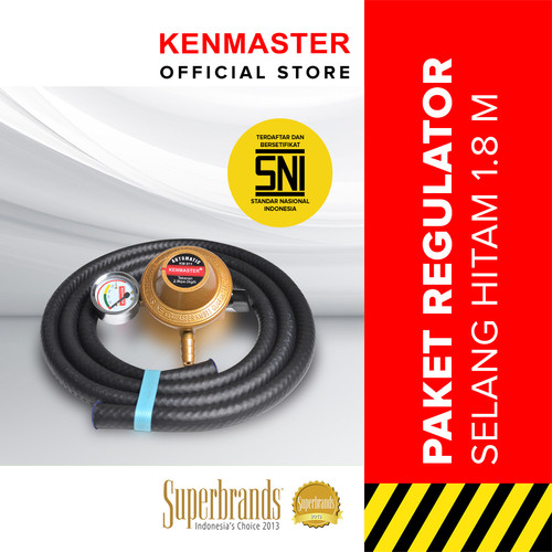 [EZM.2501229] Kenmaster Paket Regulator Otomatis + Meter + Selang 1,8M Hitam