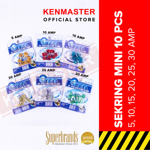 [EZM.2500666] Sekring Colok Kecil 5-30 AMP Isi 10 Pcs Per Pack - Warna Random