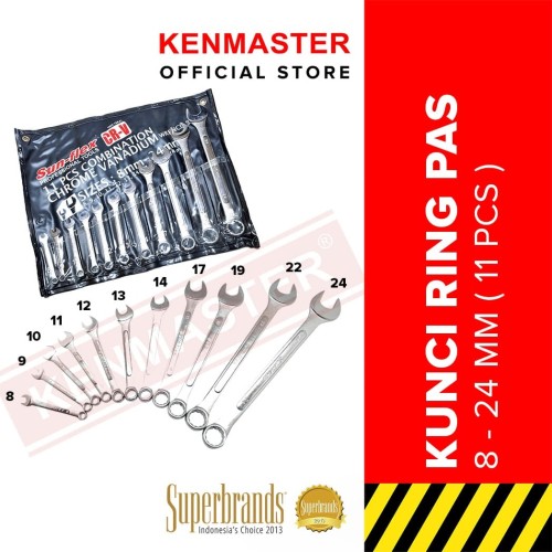 [EZM.2500912] Sunflex Kunci Ring Pas 11 Pcs 8mm - 24mm CRV